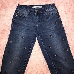Dark Tractr jeans with gold star embroidery